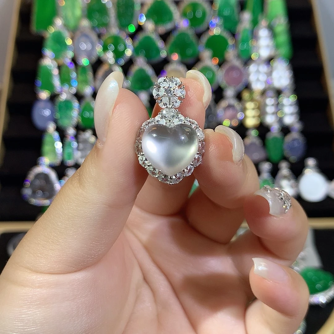 石英质玉银S925镶嵌颈饰