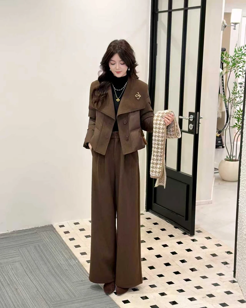 【加棉上衣+裤子】2025冬季新款显瘦时尚百搭套装