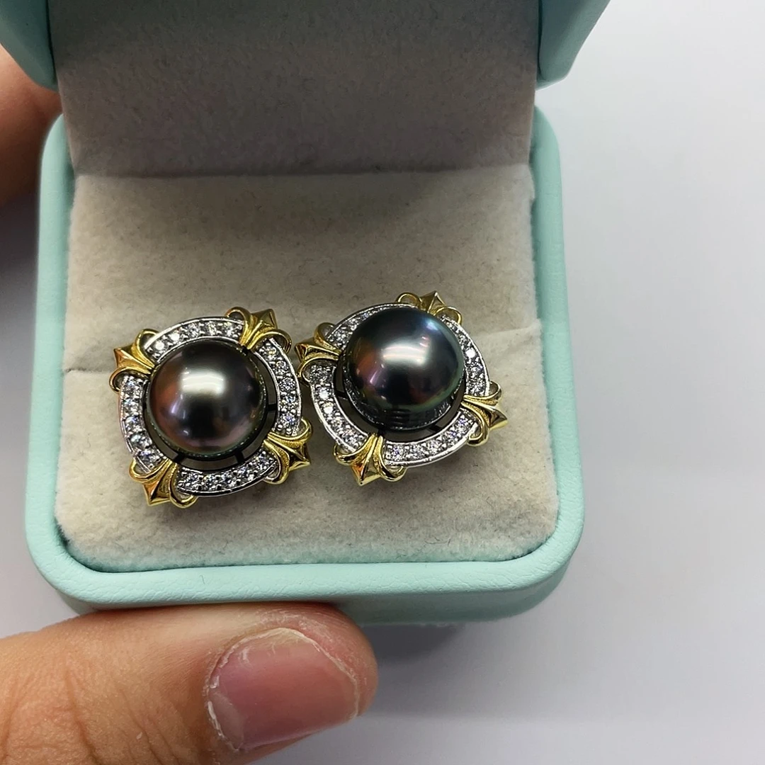 银S925镶嵌海水珍珠耳饰