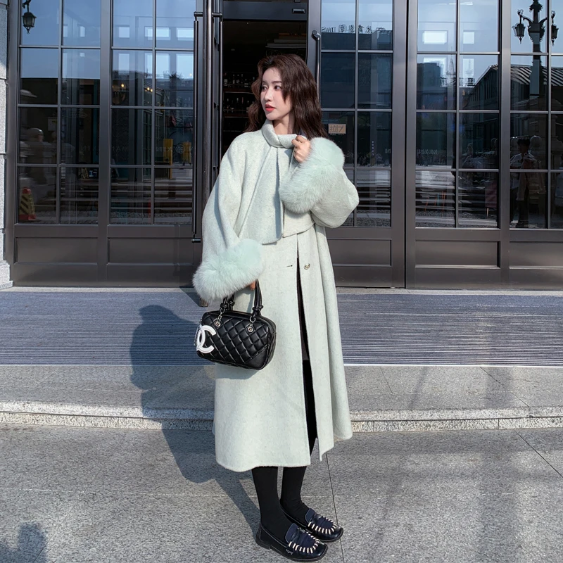 富家千金风狐狸毛呢子大衣2025秋冬新款法式复古优雅气质毛呢外套