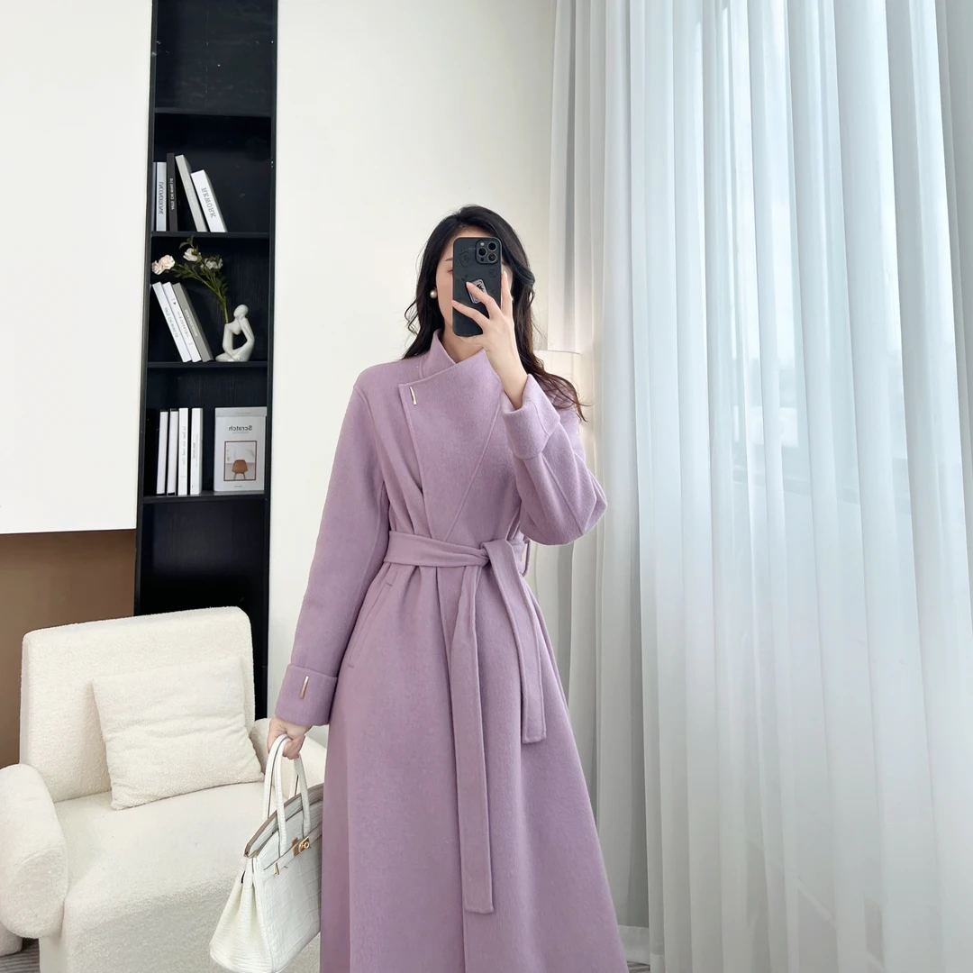 拉夏贝尔/25冬新时尚气质长款高级感立领羽绒双面呢大衣 9252 LHD