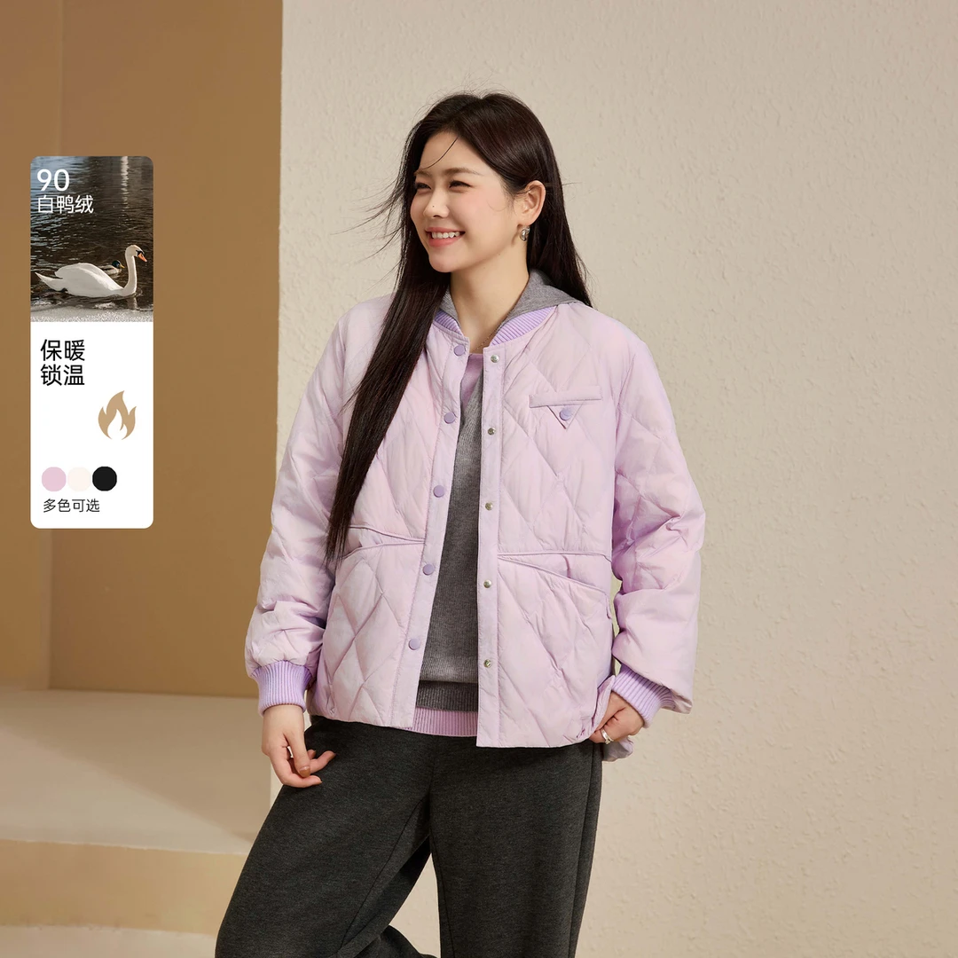 【简约潮流菱格】纤莉秀Y大码女装休闲时尚轻薄百搭羽绒服QK4000