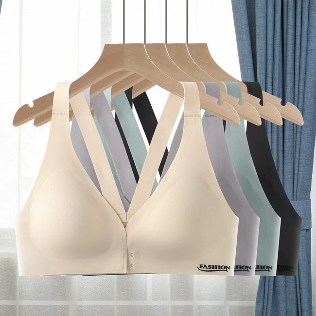 高弹肩带前扣美背运动内衣女夏季舒适无痕小胸聚拢一片式文胸罩