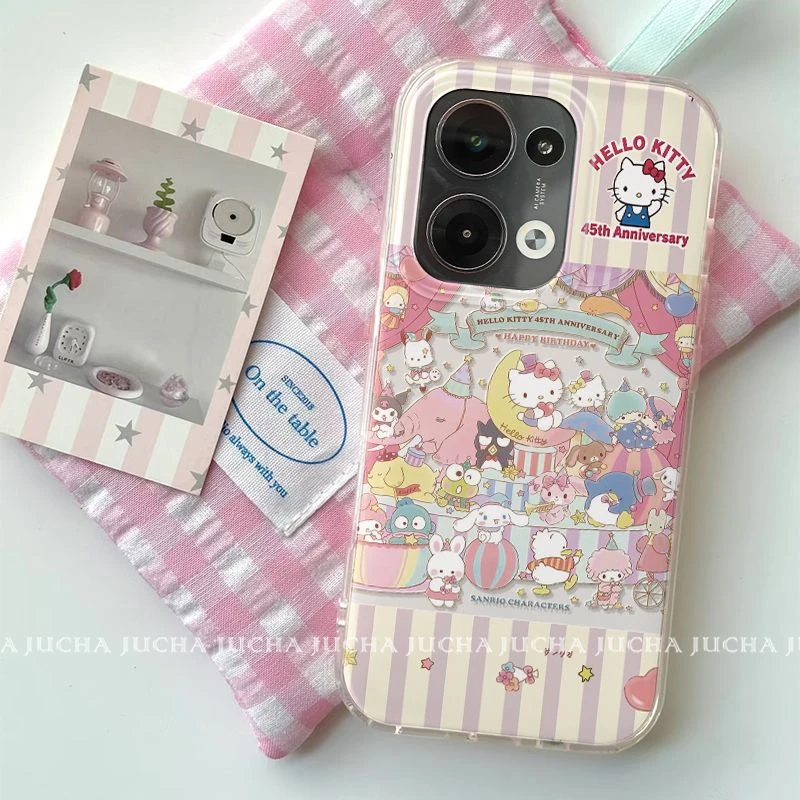 凯蒂猫派对适用苹果16pro手机壳新款opporeno14防摔vivos30小众