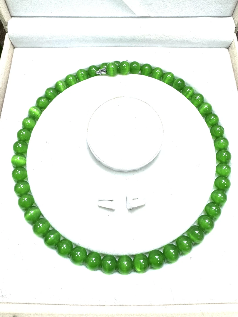 【传承玉道】碧水蓝天冰冰透一线天全猫眼项链1