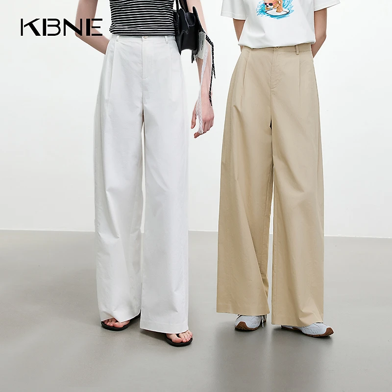 裤子女款爆款2025新款夏季薄款裤子KBNE宽松阔腿裤亚麻裤子女