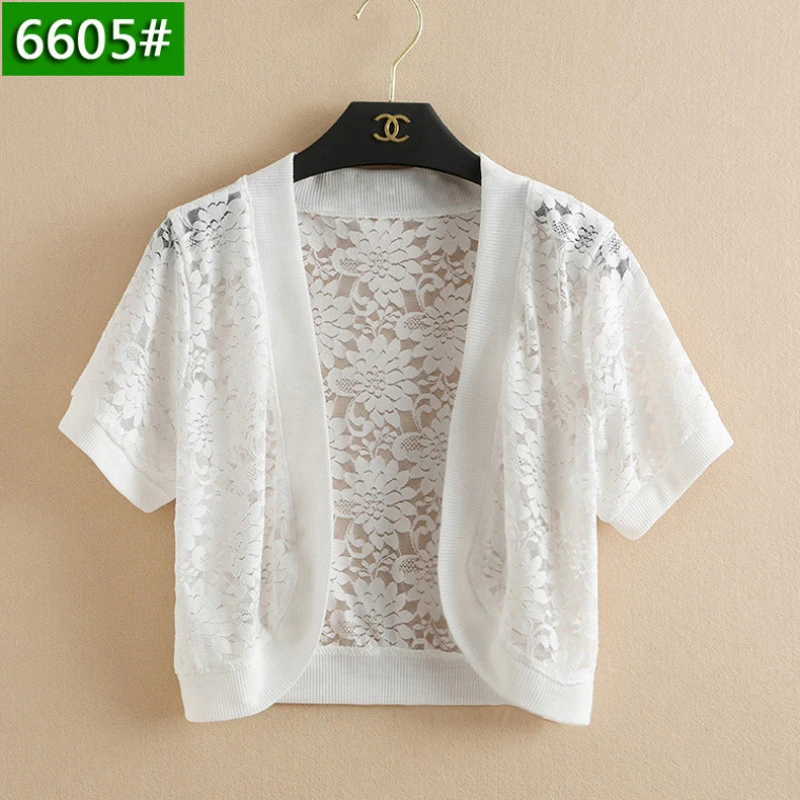 2024年新款开衫薄款小披肩女夏季短款外搭上衣短袖百搭蕾丝小外套