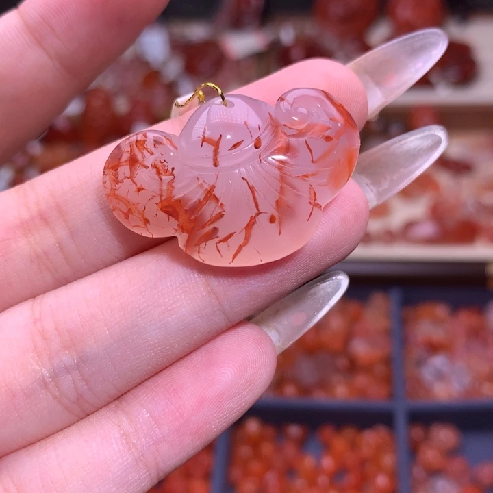 南红玛瑙未镶嵌珠宝半成品如意锁280