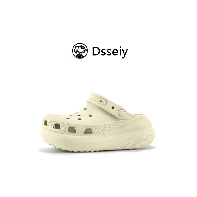 泡芙（跟高5.2cm）宝哥厚底洞洞鞋女款休闲舒适沙滩鞋D1054