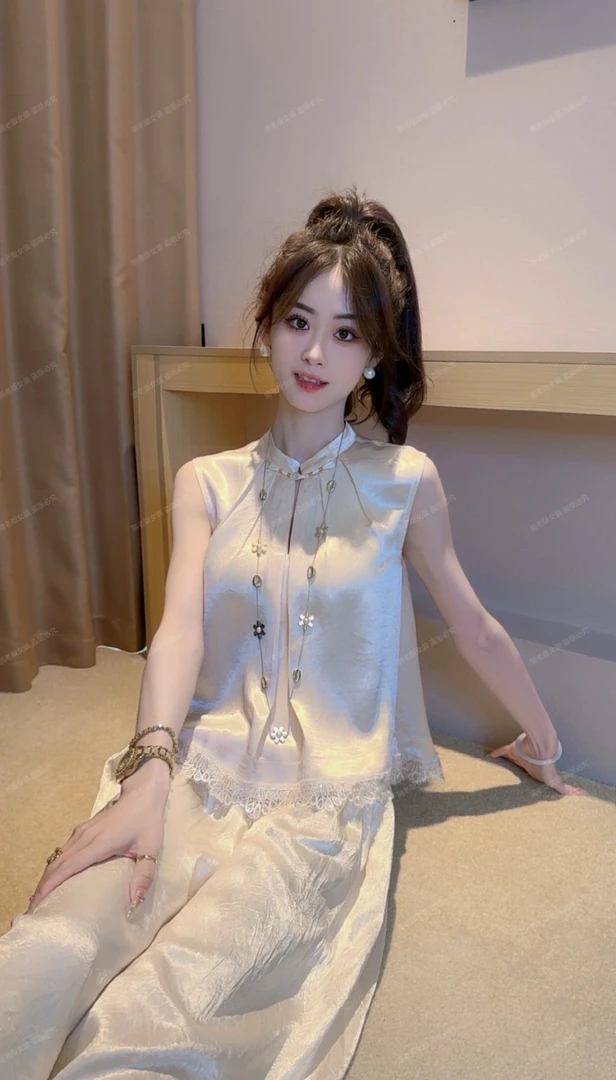 Ling【亮绫】夏季新中式国风女装高级感轻奢夏季薄款T恤