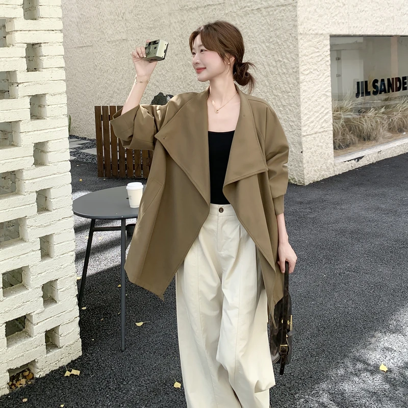 卡其色复古英伦风大衣女小个子2025秋新款法式宽松高级感时尚风衣