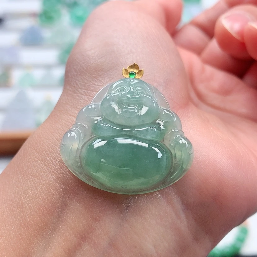 【闪购商品】翡翠吊坠(赠链)18K金镶嵌