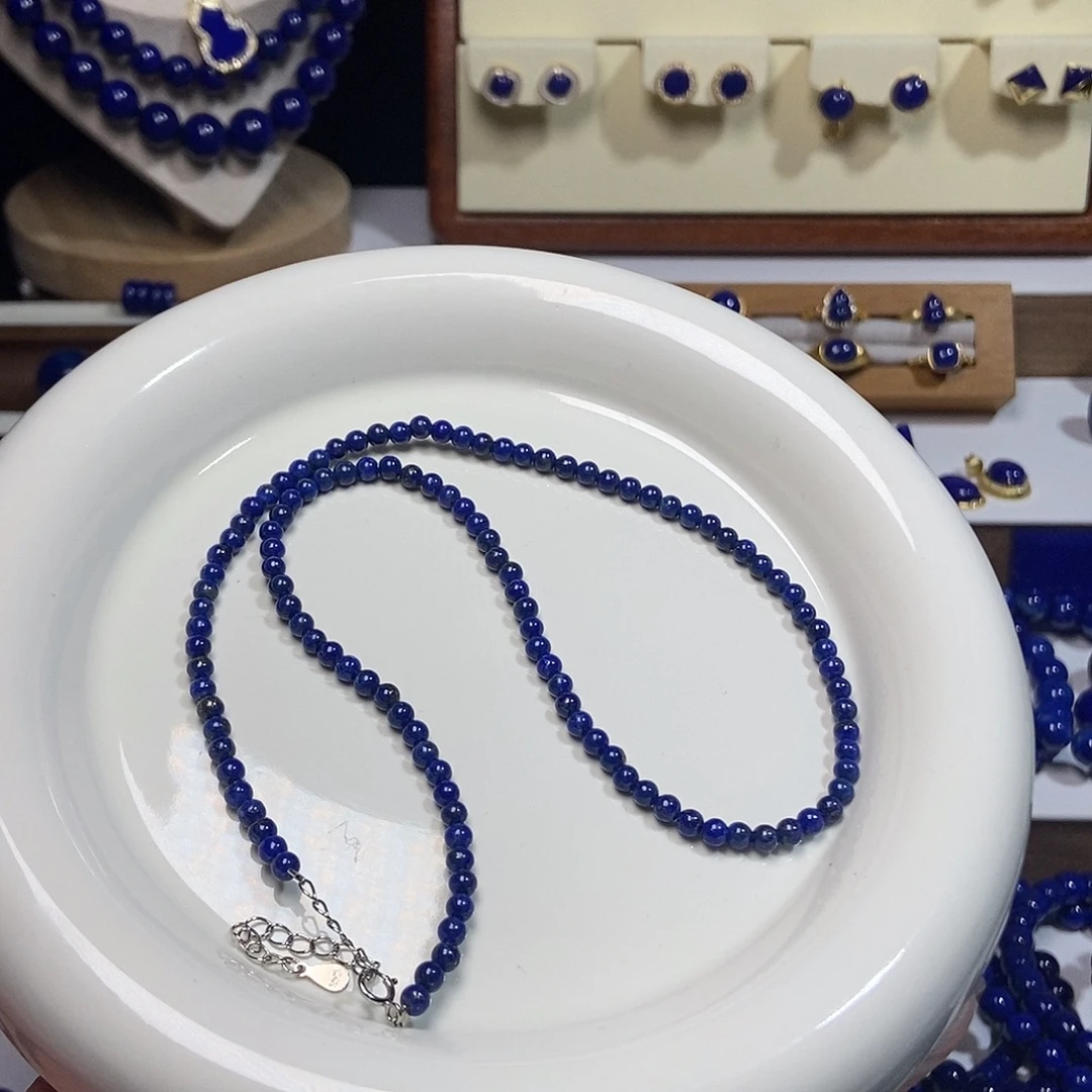 青金石未镶嵌小米珠锁骨链