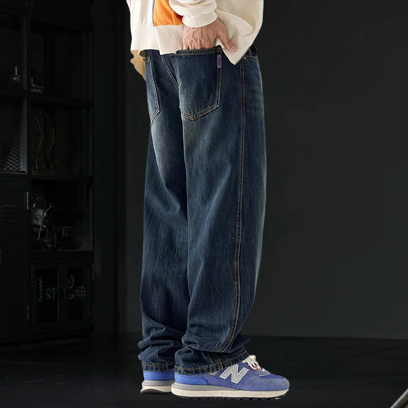 春秋美式水洗直筒牛仔裤男士新款潮牌休闲男裤宽松大码长裤子男款