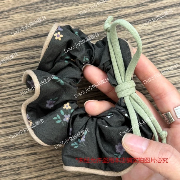 苔青色小碎花甜美风饰品发绳时尚清新女日韩原创设计发圈少女气质