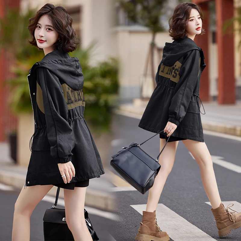 常规插肩袖春季落肩袖中长款风衣大码秋季休闲上衣春秋显瘦小个子