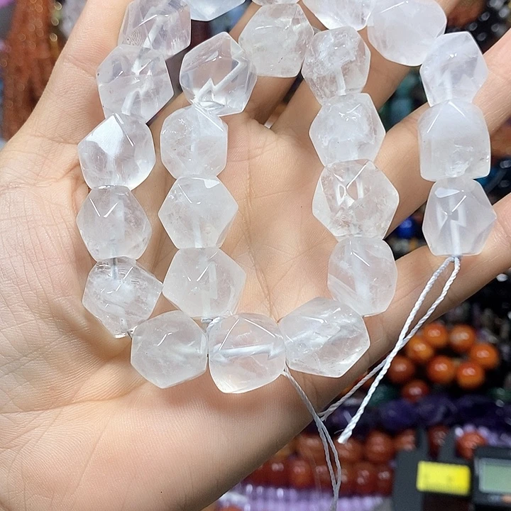 未镶嵌玛瑙/玉髓珠宝半成品天然白水晶卡14mm
