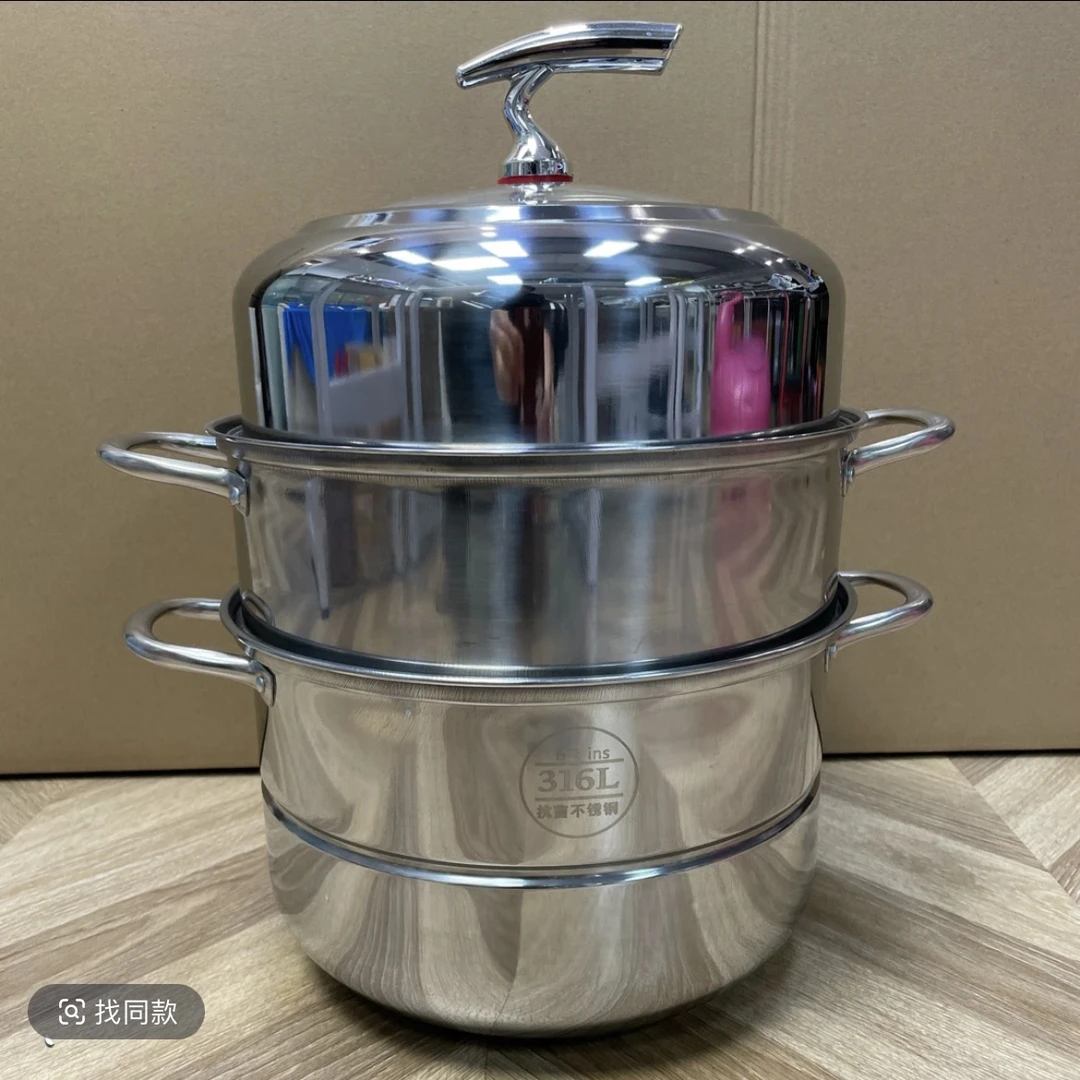 【28cm】新款不锈钢蒸锅家用加高加厚三层食 品级一体成型蒸煮锅