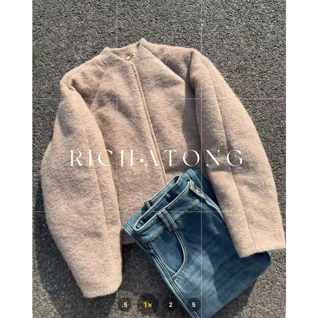 RICH ATONG.-【】-设计款圆领减龄羊驼毛90白鹅绒服1201-11