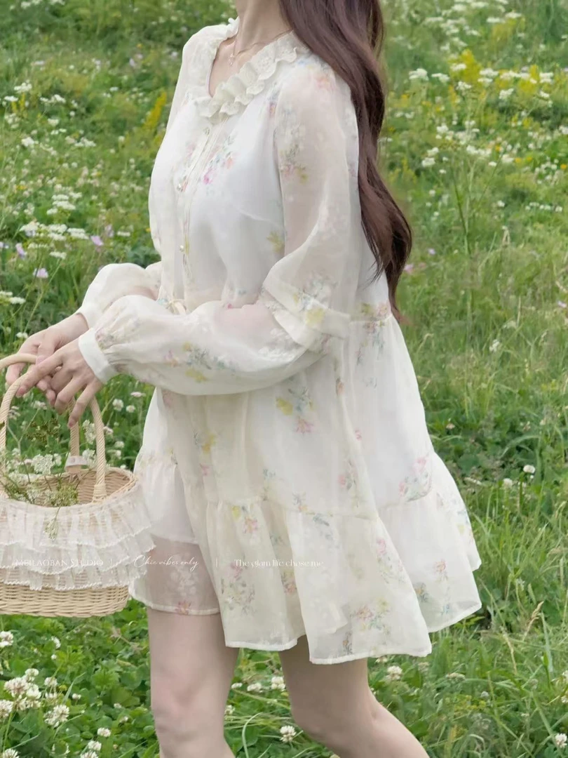 妖精的美美 【风信子】温柔飘飘的碎花小娃娃衫