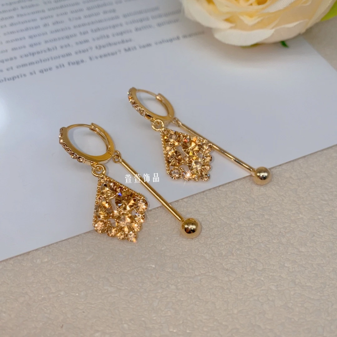 铜合金无非金属耳饰 【日进斗金】精致百搭小众设计感气质耳环0444