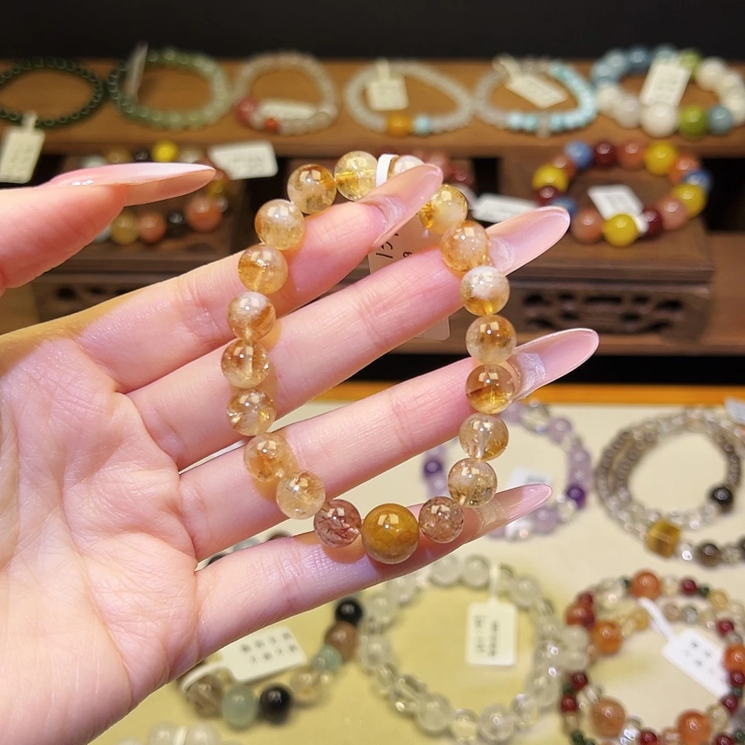 银S925镀金镶嵌水晶手串黄1185