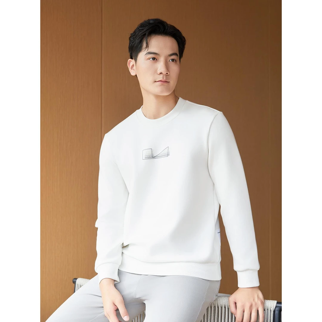 Lilanz/利郎秋季【五明治轻量空气层】百搭长袖圆领T恤 (24QTX001)