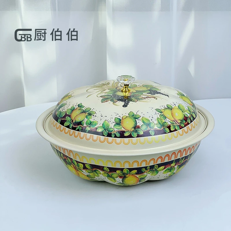 民族风带盖盆高颜值家用果盆汤盆醒面盆和面盆收纳盒【28CM】