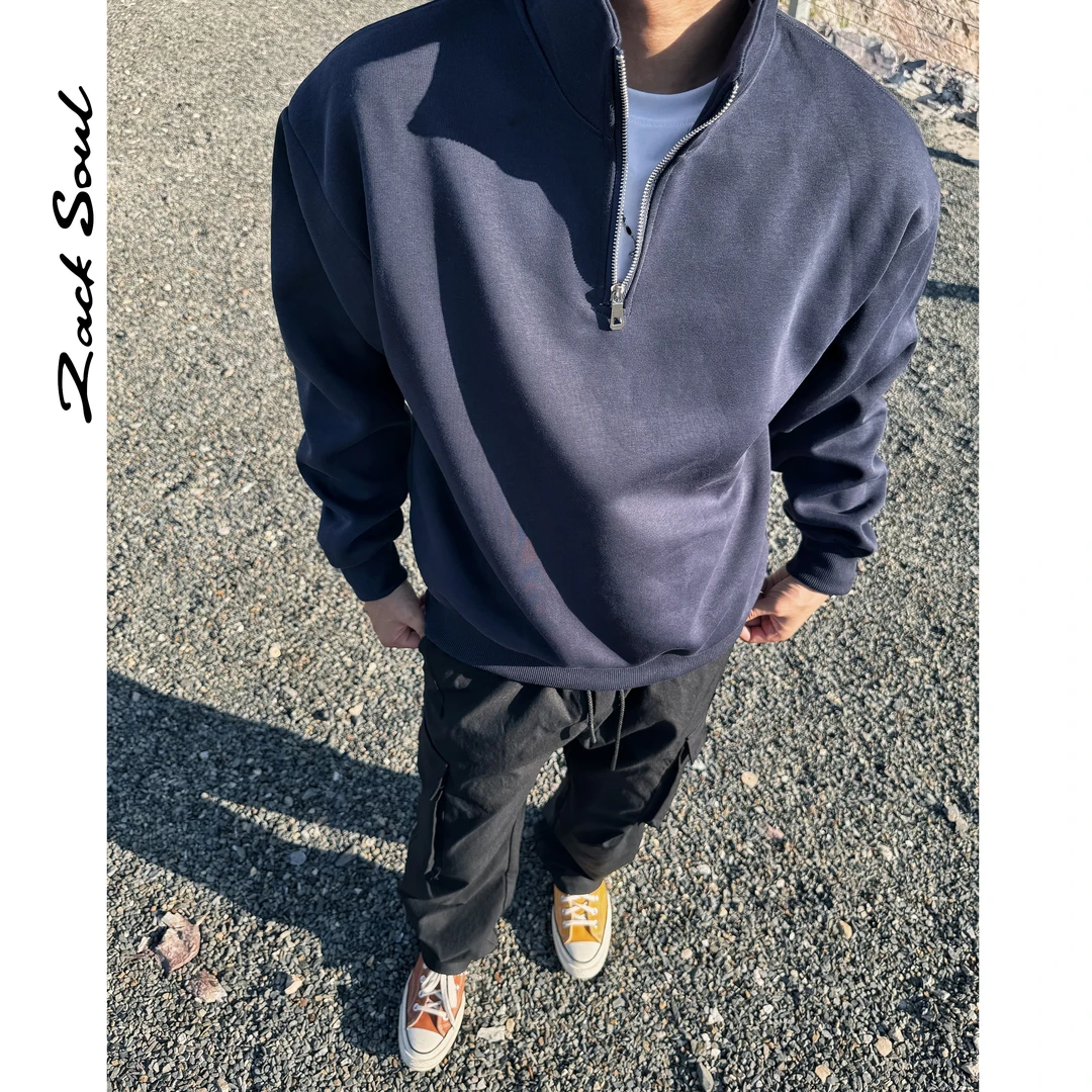 Zack校长zacksoul 重磅立领半拉链卫衣百搭男士长袖运动休闲套头