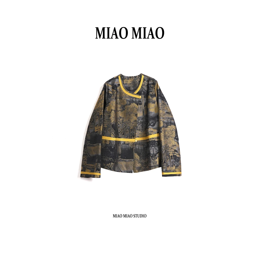 【楠烟】淼淼家QY0002春季国风新中式香云纱新款气质长袖上衣