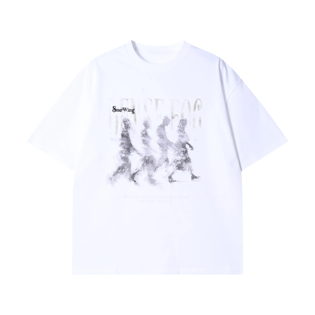 春夏新款时尚个性韩系流行百搭街头人物印花短袖T恤宽松休闲上衣