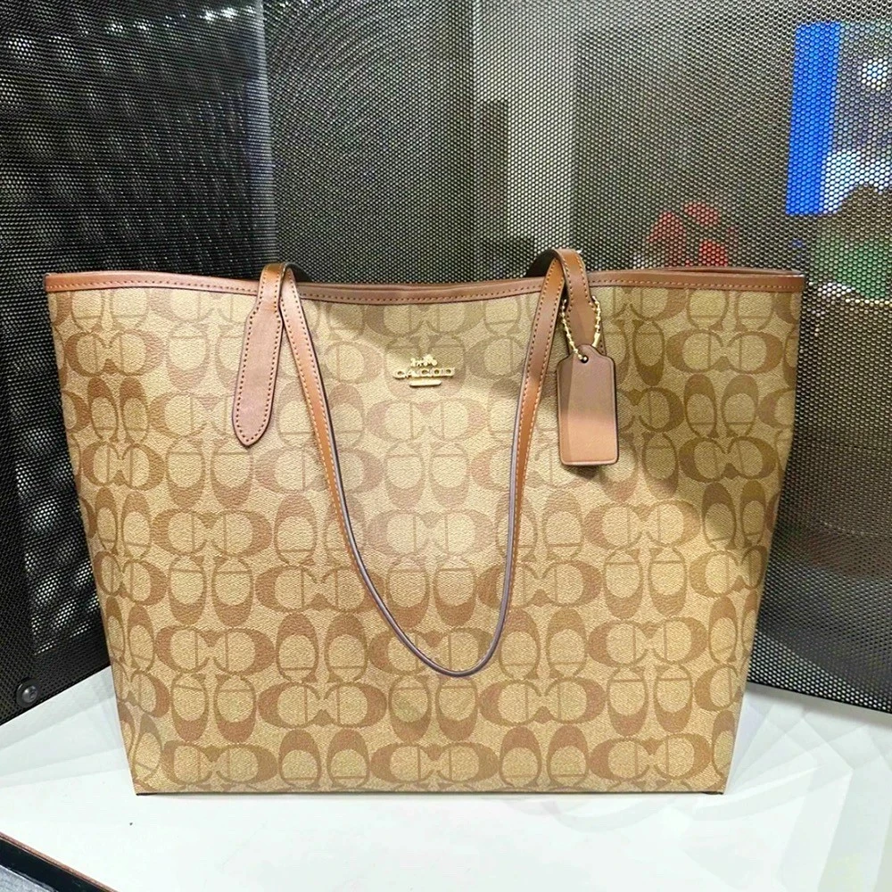 香港奢侈品女包2025新款高级感百搭老花托特包大容量单肩通勤包
