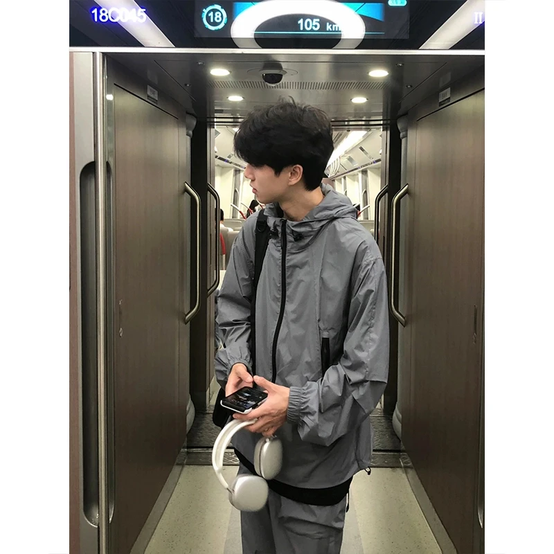 UPF50+连帽防晒衣男款夏季轻薄款冰丝凉感速干防紫外线防晒服外套