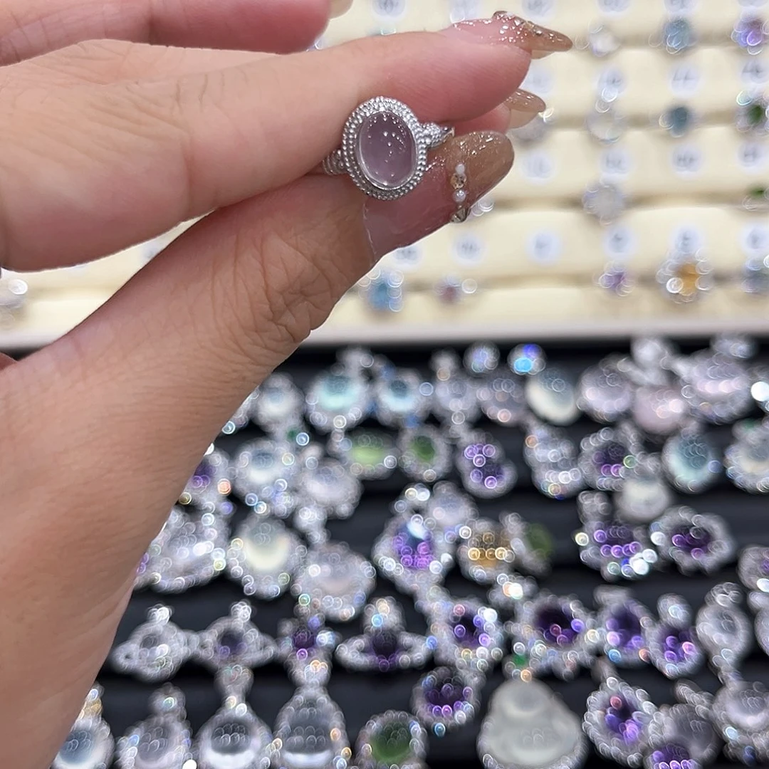 芙蓉石戒指银S925镶嵌