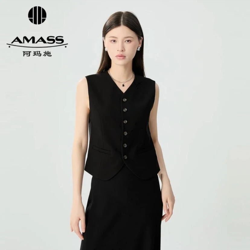 AMASS/阿玛施夏季新款轻职场百搭纯色职轻职场西装马甲