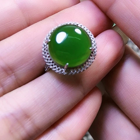 和田玉银S925镶嵌戒指