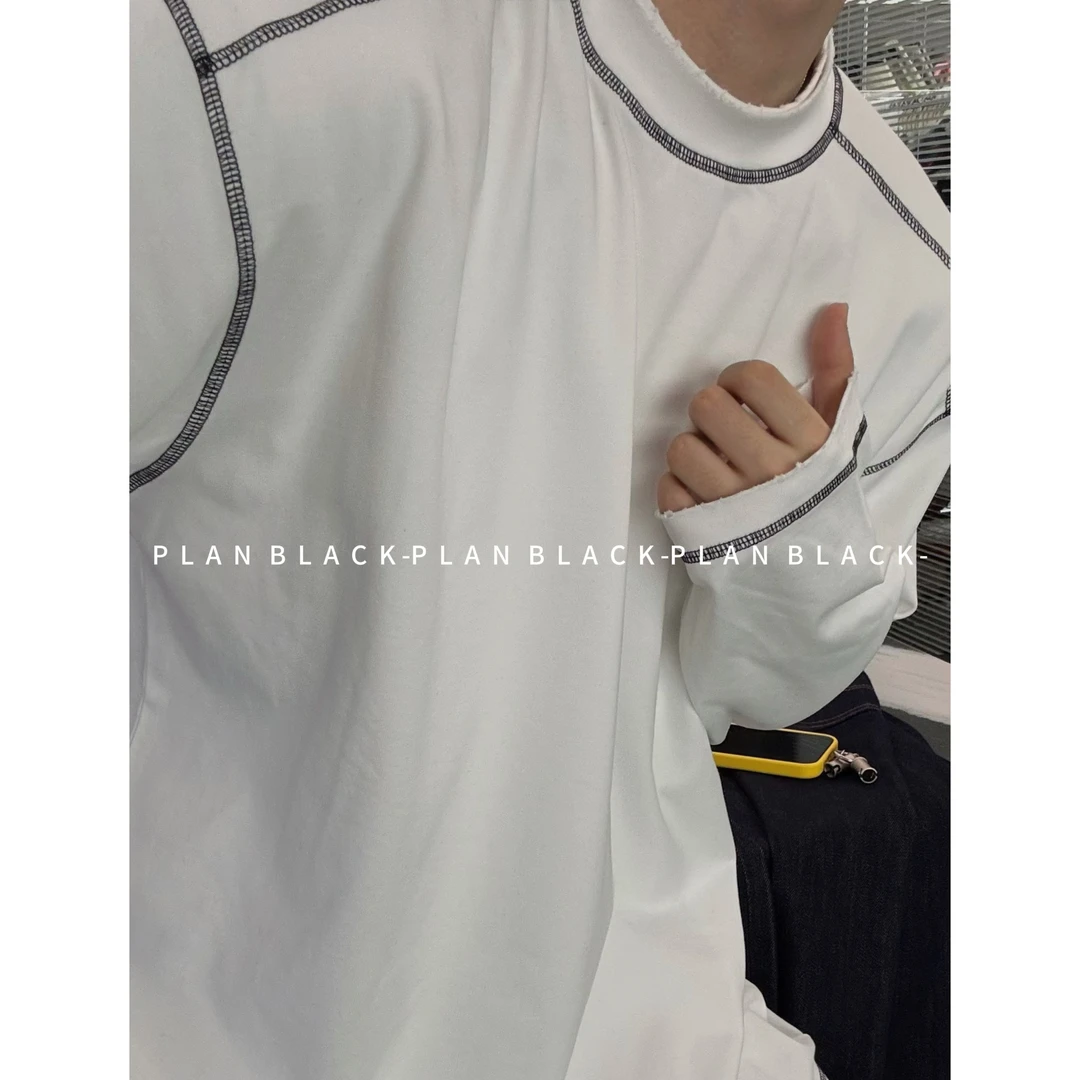 RICH陈发财【海王星】外缝线设计长袖打底！新款百搭宽松男T恤3958