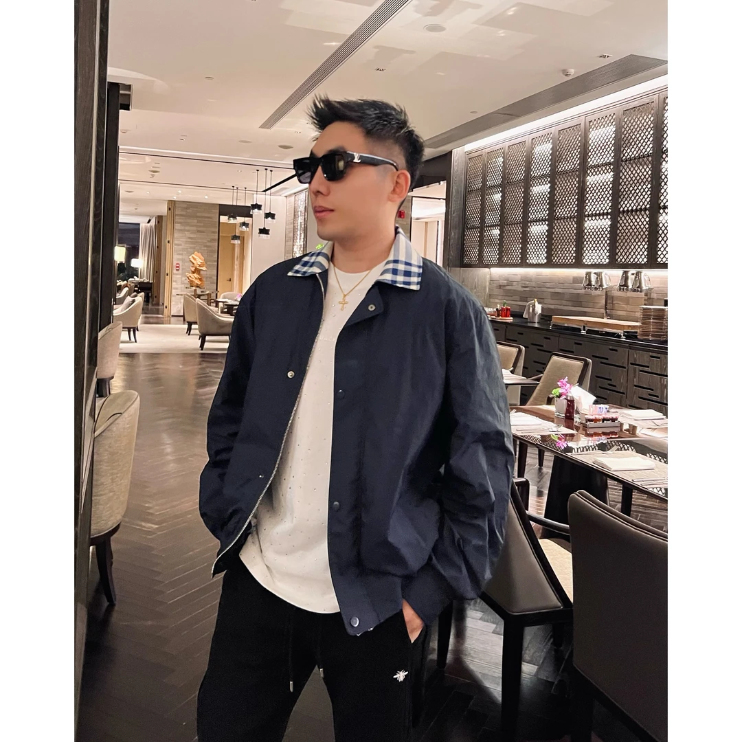 【小马夹克】李查德25秋季薄格纹撞色短款休闲夹克外套男士上衣外套