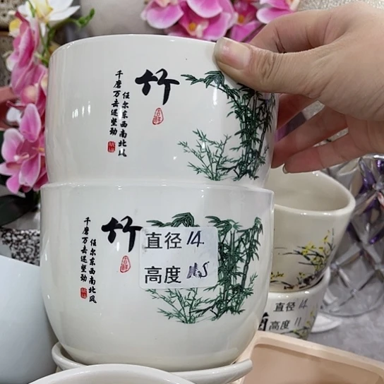 多肉绿植陶瓷花盆9.9包邮，有孔