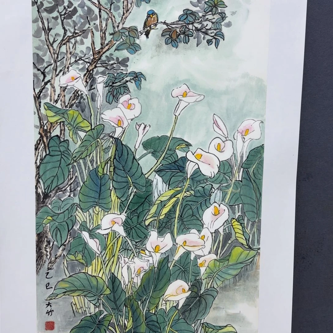 国画高**氧三尺花鸟黄大竹