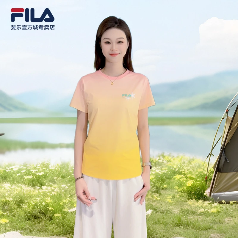 Fila/斐乐新款女透气跑步速干运动短袖T恤A11W527116F
