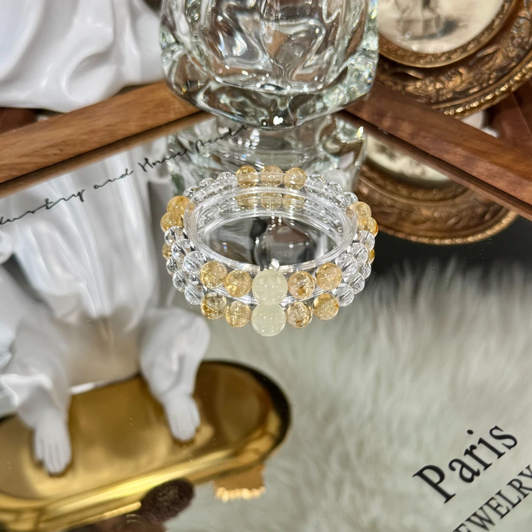 s1204【日落】天然白水黄塔晶多宝手串简约设计手链 多样性发其一