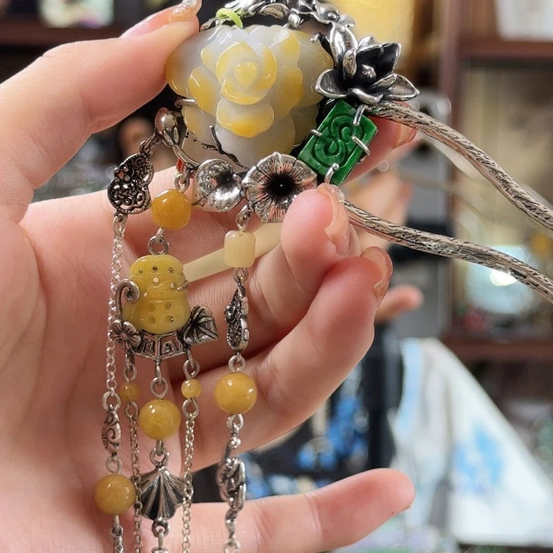 翡翠银S925镶嵌发饰