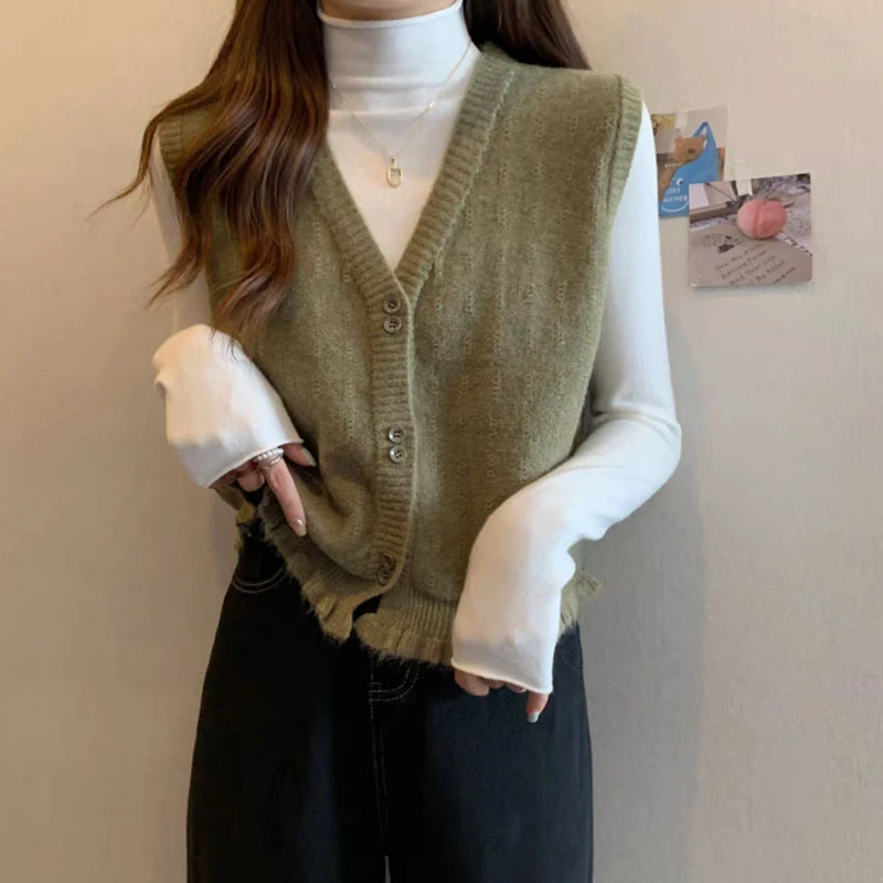 外穿小马甲针织开衫宽松v领坎肩上衣短款百搭休闲潮流马夹背心女