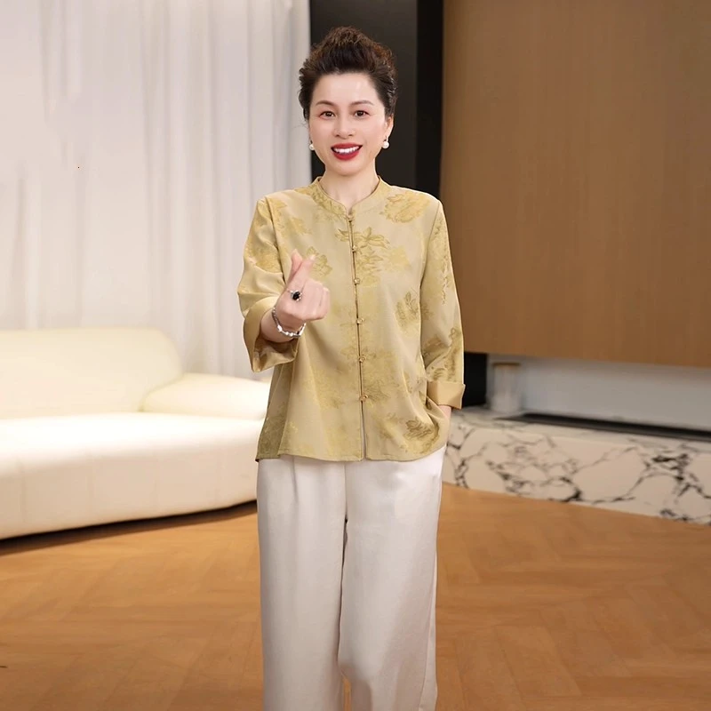 2025新款妈妈装春夏时尚套装洋气中年女装宽松两件套显瘦上衣裤子