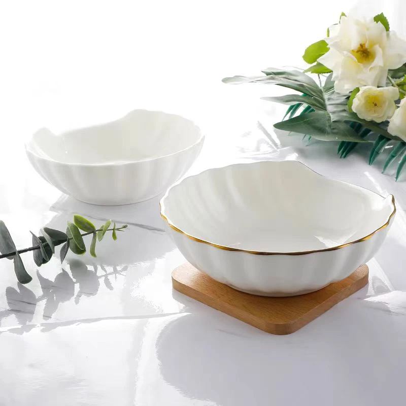 亨硕金边骨瓷贝壳盘 一人份小盘简约1804