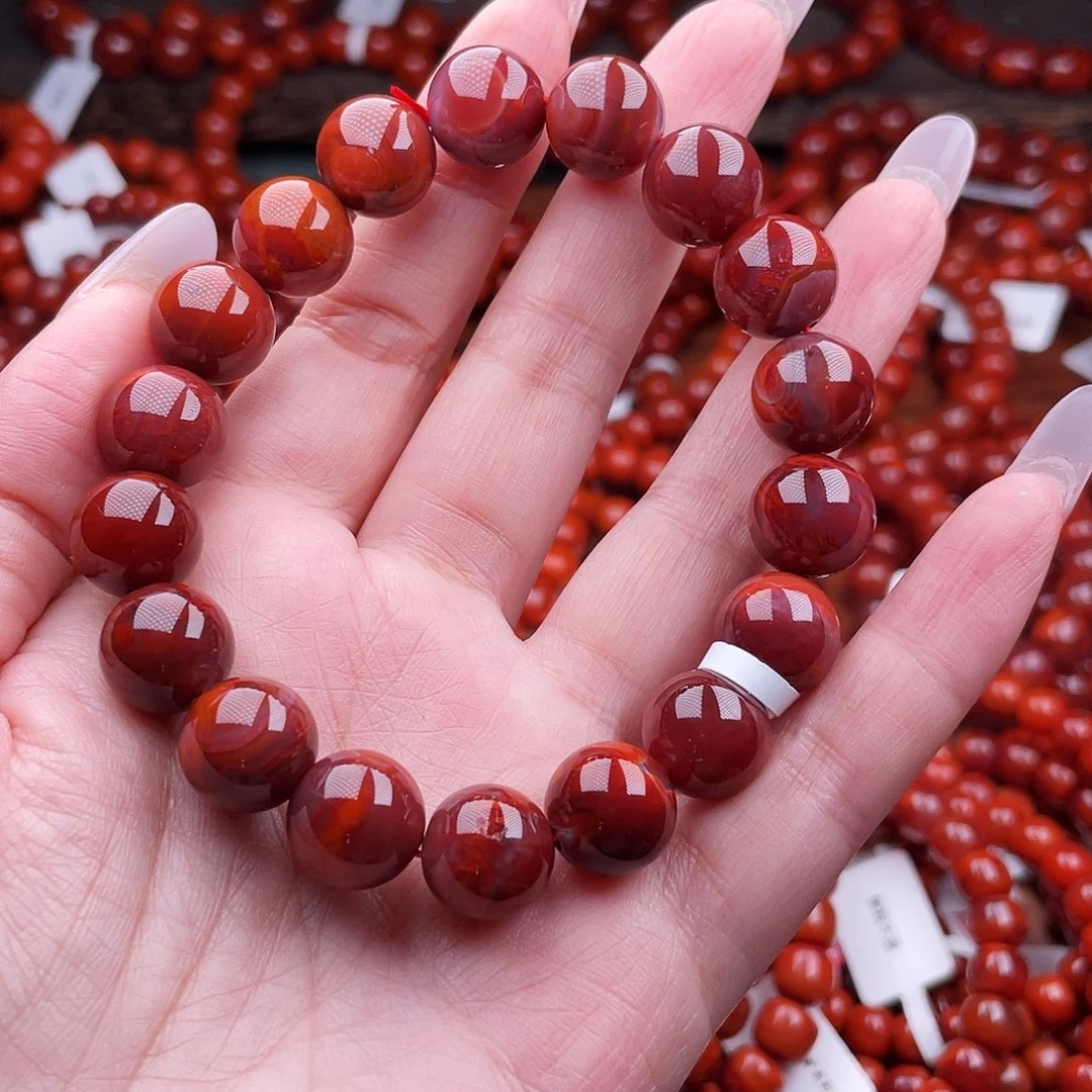 南红玛瑙未镶嵌瓦西手串12mm微瑕