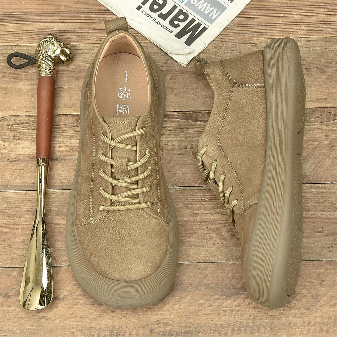 25春季头层牛皮新款包头防滑耐磨复古时尚低帮时尚休闲男鞋-7768