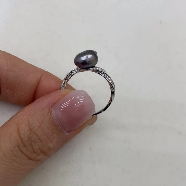 海水珍珠银S925镶嵌戒指