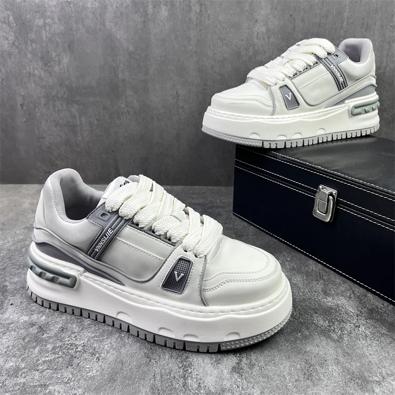 男士厚底增高板鞋秋季新款潮牌拼色面包鞋运动休闲鞋时尚百搭潮鞋